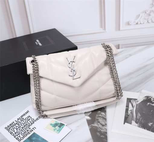 Saint Laurent Loulou Small Chain Bag In Matelasse Y White Silver 29Cm 494699Dv7269207 - Image 10