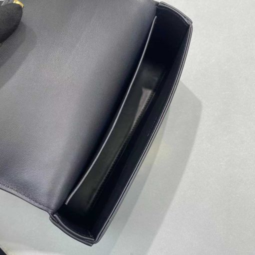 Celine Chain Box Triomphe Bag In Shiny Calfskin Black 197993Bf438No - Image 5