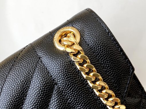 Saint Laurent Envelope Medium Chain Bag In Supple Matelasse Leather Black Gold 24Cm 6001850O7S11000 - Image 5