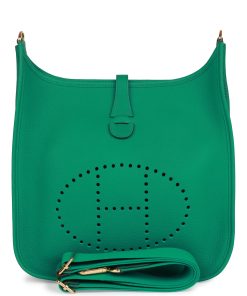 H Handbags Evelyne Iii Pm Vert Jade Clemence Gold Hardware