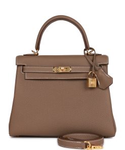 H Handbags Kelly Retourne 25 Etoupe Togo Gold Hardware