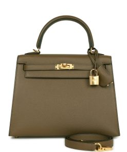 Hermes Kelly Sellier 25 Vert Olive Epsom Gold Hardware