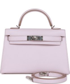 H Handbags Kelly Sellier 20 Mauve Pale Epsom Palladium Hardware