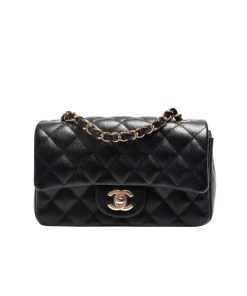 Chanel Classic Flap Caviar Black Crossbody Bag 20Cm