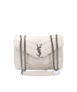 Saint Laurent Loulou Small Chain Bag In Matelasse Y Leather White Silver 23Cm 494699Dv7269207