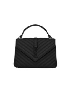 Saint Laurent College Medium Chain Bag In Quilted Leather Black Noir 24Cm 600279Brm081000