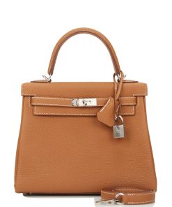 Hermes Kelly Retourne 25 Gold Togo Palladium Hardware