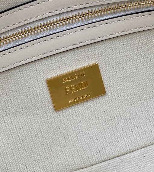 Fendi Baguette Ff Canvas Bag White 28Cm 8Br600Amcdf1Cfk - Image 2