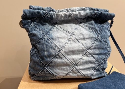 Chanel 22 Handbag Washed Denim As3261 B10439 Nm981 - Image 3