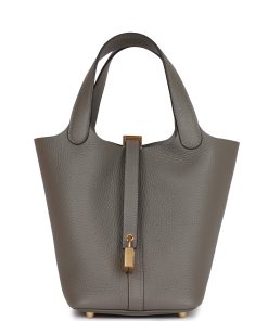 H Handbags Picotin Lock 18 Gris Meyer Clemence Gold Hardware
