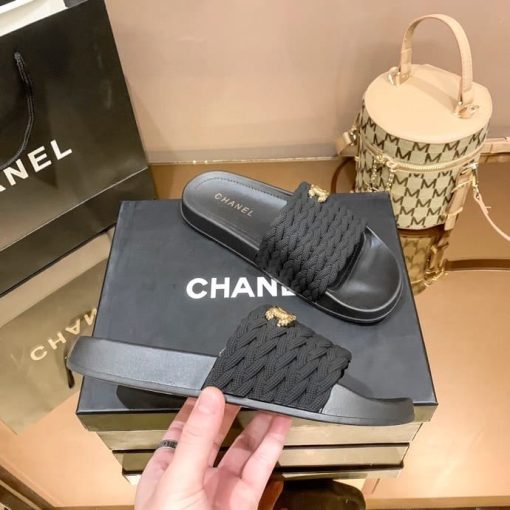 Chanel Braided Slides Black - Image 8