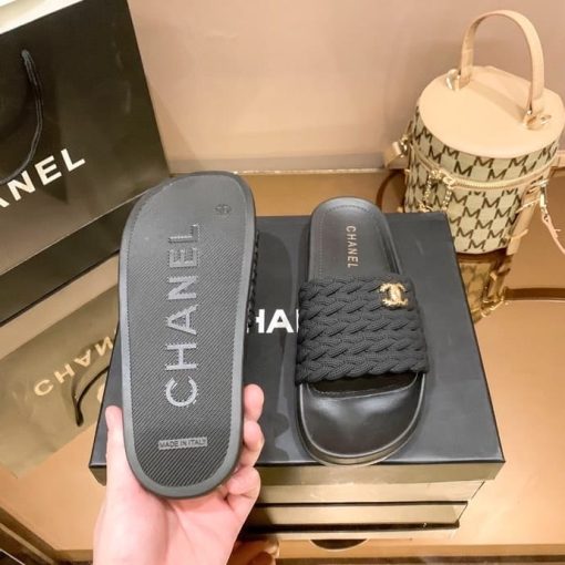 Chanel Braided Slides Black - Image 7