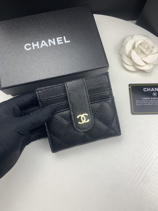 Chanel Card Holder Black With Gold Hardware 12Cm - Image 3