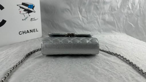 Chanel 23P Clutch With Chain Bag With Top Handle Silver 19Cm - Image 7