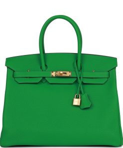 H Handbags Birkin 35 Bamboo Togo Gold Hardware