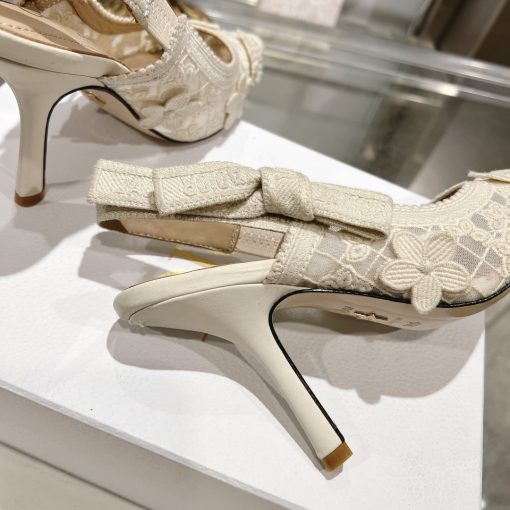 Dior Cd J'Adior Slingback Pump White Flower Embroidered - Image 2