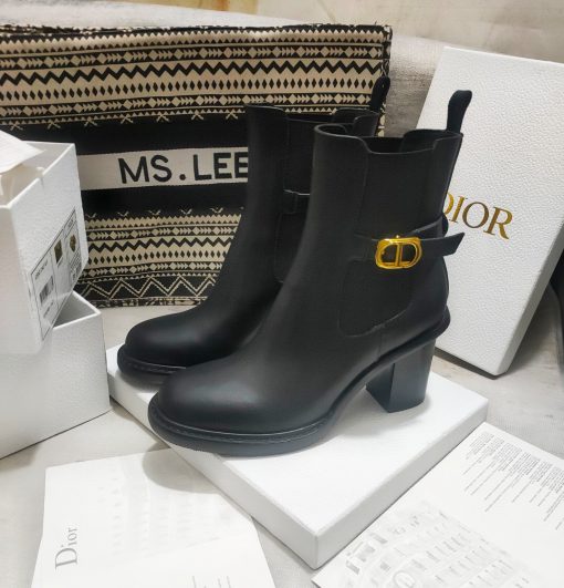 Dior 30 Montaigne Heeled Ankle Boot Black Supple Calfskin Kci950Vso S900 - Image 3