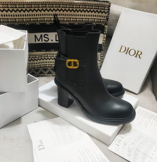 Dior 30 Montaigne Heeled Ankle Boot Black Supple Calfskin Kci950Vso S900 - Image 4