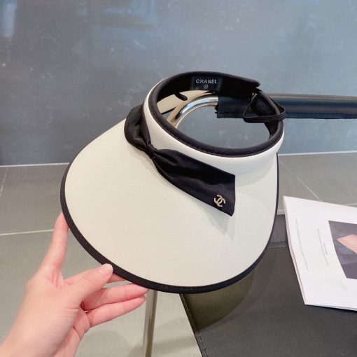 Chanel Bow Tie Visor Hat White - Image 3