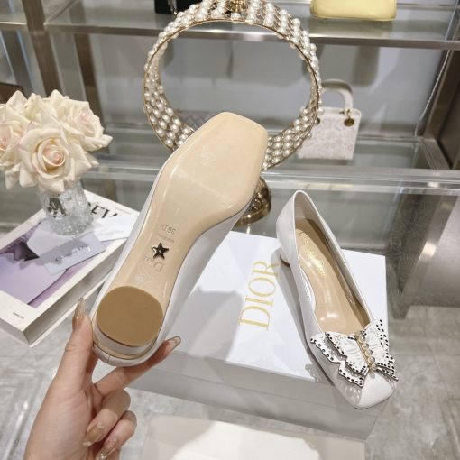 Dior Tale Pump White Supple Calfskin And White Resin Pearls - Image 2