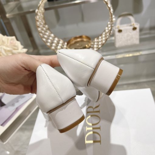 Dior Tale Pump White Supple Calfskin And White Resin Pearls - Image 3