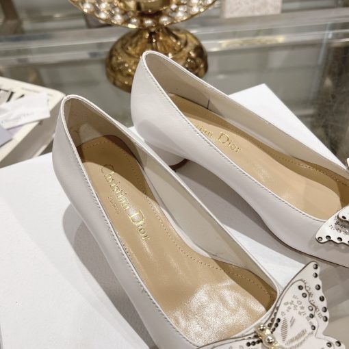 Dior Tale Pump White Supple Calfskin And White Resin Pearls - Image 4