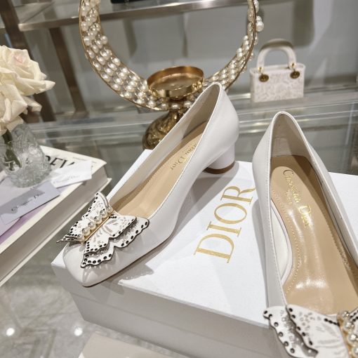 Dior Tale Pump White Supple Calfskin And White Resin Pearls - Image 5
