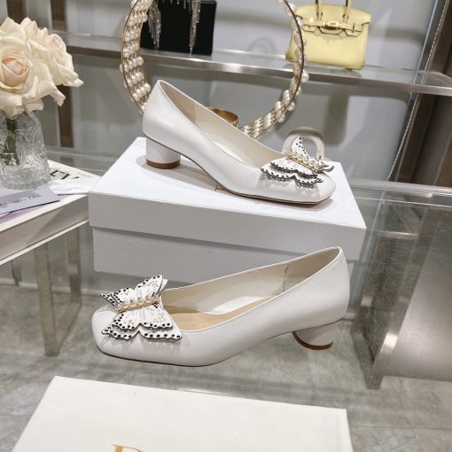 Dior Tale Pump White Supple Calfskin And White Resin Pearls - Image 7