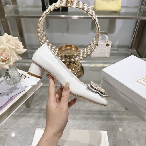 Dior Tale Pump White Supple Calfskin And White Resin Pearls - Image 8