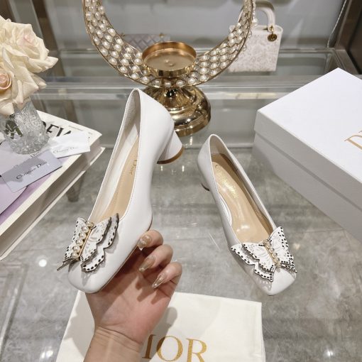 Dior Tale Pump White Supple Calfskin And White Resin Pearls - Image 9