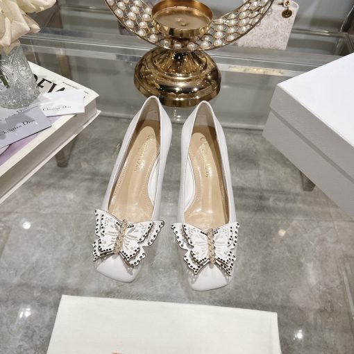 Dior Tale Pump White Supple Calfskin And White Resin Pearls - Image 10