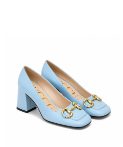 Gucci Women's Mid Heel Pump With Horsebit Blue