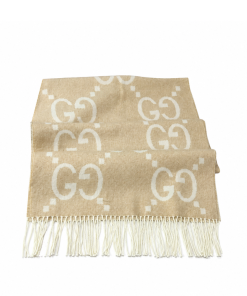 Gucci GG Cashmere Jacquard Scarf In Beige