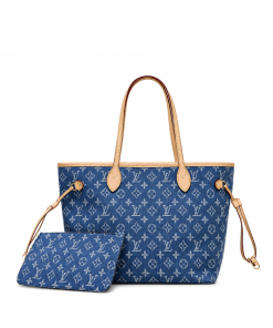 Louis Vuitton Neverfull Monogram Mm Handbag Denim 28Cm