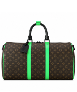 Louis Vuitton Keepall Bandouliere 50 Brown And Mint Line Macassar Canvas M46259
