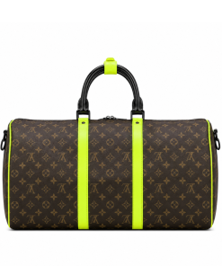 Louis Vuitton Keepall Bandouliere 50 Brown And Chartreuse Macassar Canvas M45866
