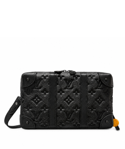 Louis Vuitton Soft Trunk Wallet Monogram Taurillon Leather Black 23Cm M80224