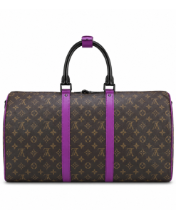 Louis Vuitton Keepall Bandouliere 50 Brown And Purple Line Macassar Canvas M46257