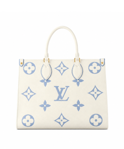 Louis Vuitton Onthego Mm Bag Latte And Candy Blue 34Cm M46833