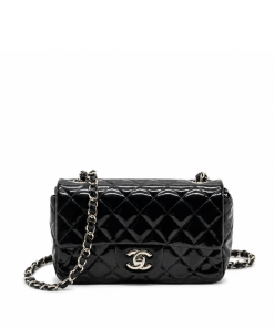 Chanel Mini Rectangular Flap Bag Patent Black 18Cm