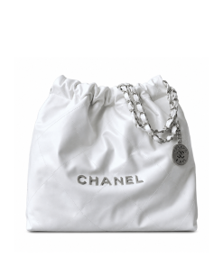 Chanel 22 Handbag White Silver 42Cm As3261
