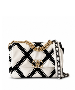 Chanel 19 Large Stitch Crossbody Bag White 24Cm