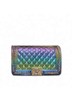 Chanel Boy Beauty Chain Around Bag Silver Tone Hardware Gradient Multicolor 26Cm
