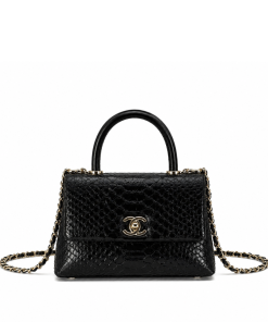Chanel Trendy Cc Top Handle Bag Python Black 23Cm