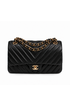 Chanel Black Chevron Medium Flap Bag 25Cm