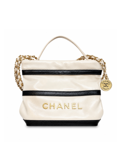 Chanel 22 Small Handbag Black White Gold Tone Metal 19Cm As3980 B16652 Ny081