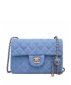 Chanel Mini Flap Handle Denim Blue 20Cm