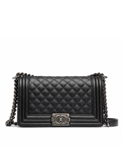 Chanel Boy Quilted Caviar Ruthenium-tone Small Black