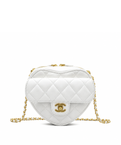 Chanel Heart Clutch With Chain White Ap2784