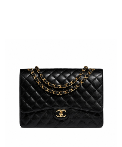 Chanel Maxi Classic Black Handbag With Gold Hardware